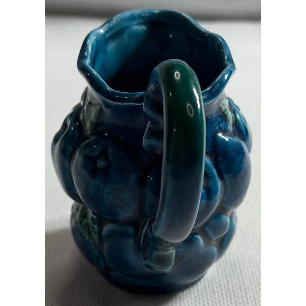 Vintage‎ Inarco Japan Blue Fruit Ceramic Creamer and Sugar Bowl Set E3713 Teal
